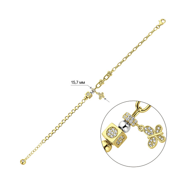 Браслет з жовтого золота з фіанітами (арт. 326100жбП1) – зображення 2