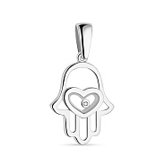 Фото Подвес "Хамса" из белого золота с одним фианитом (арт. 424444б)