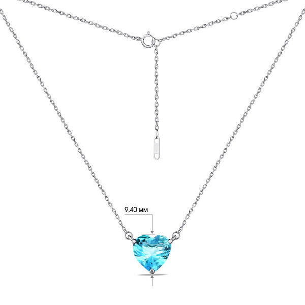 Серебряное колье "Сердечко" с голубым альпинитом (арт. 7507/603аг) – изображение 2