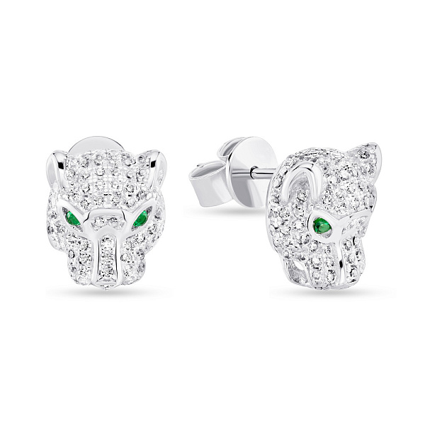Серебряные серьги "Пантеры" (арт. 7518/6093аз) – изображение 1