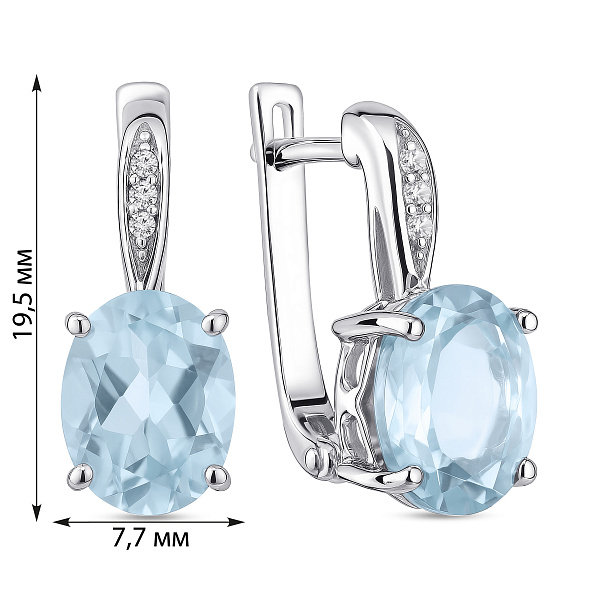 Срібні сережки з топазом і фіанітами (арт. 7502/2171645Пг) – зображення 2