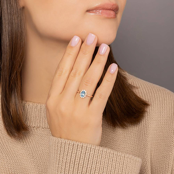 Золотое кольцо с топазом и фианитами (арт. 141250Птг) – изображение 5