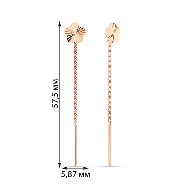 Детские золотые серьги цепочки «Цветы» (арт. 110833) – изображение 3