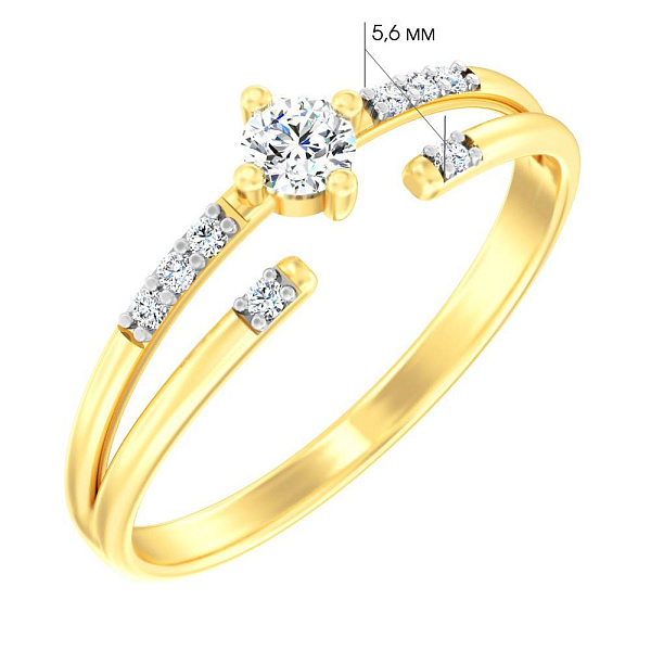 Кольцо из желтого золота с фианитами (арт. 140761ж) – изображение 3