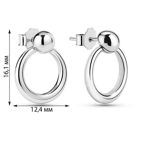 Серебряные серьги без камней (арт. 7518/7238) – изображение 2