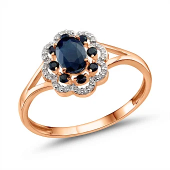 Кольцо золотое с сапфиром и бриллиантами (арт. К011088с)