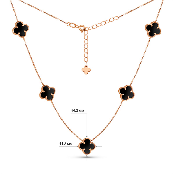Золотое колье Клевер с ониксом (арт. 361495/10о) – изображение 4
