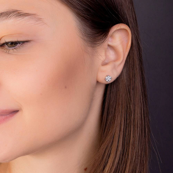 Пусеты из белого золота с бриллиантами  (арт. С341324020б) – изображение 3