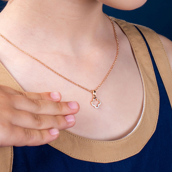 Подвес Клевер из красного золота с фианитами (арт. 440682) – изображение 5