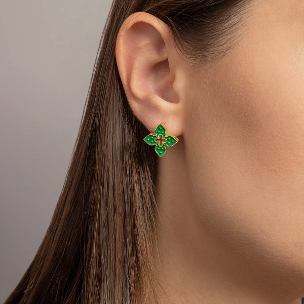 Сережки з жовтого золота з емаллю (арт. 1091580/15жез) – зображення 2