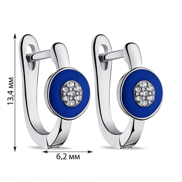 Серьги из серебра с эмалью и фианитами (арт. 7502/9495ес) – изображение 2