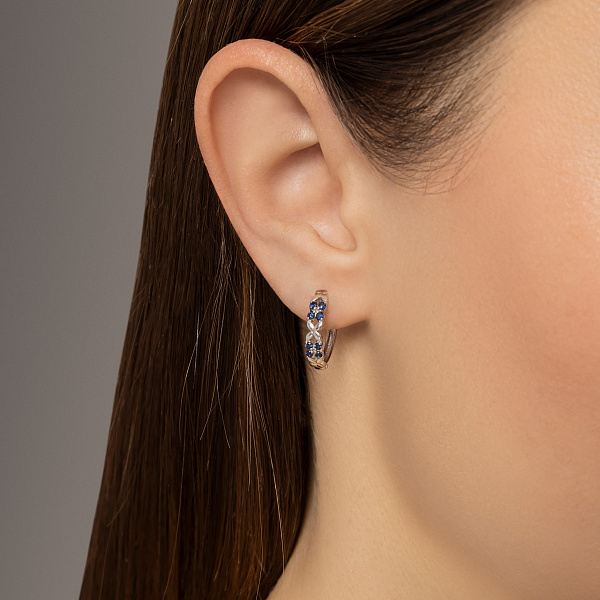 Сережки з білого золота з сапфірами (арт. 111292/1Пбс) – зображення 2