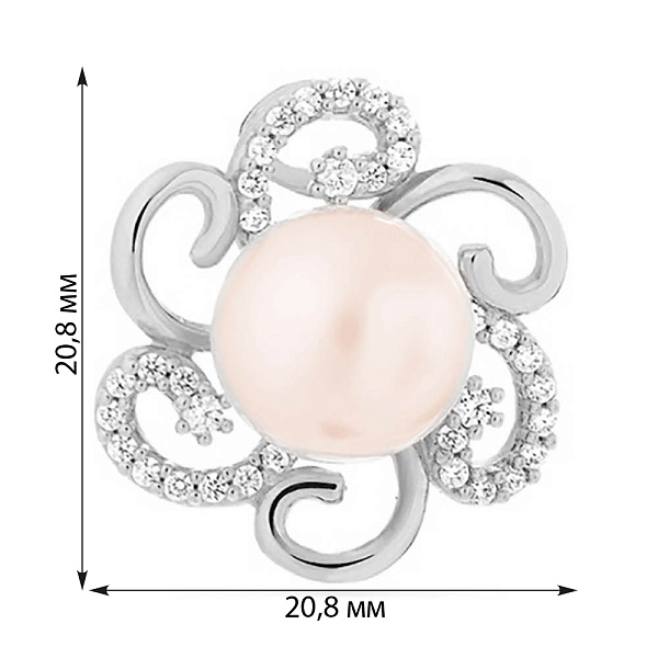 Подвес из белого золота с жемчужиной и фианитами (арт. 422890бпрлб) – изображение 5