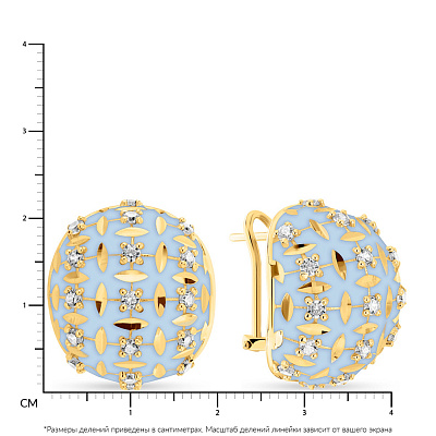 Золотые серьги Francelli с сиреневой эмалью и фианитами  (арт. 108797жег)