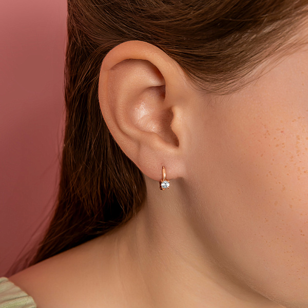 Сережки з червоного золота з фіанітами (арт. 1101113) – зображення 2