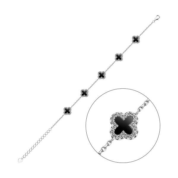 Серебряный браслет с ониксом (арт. 7509/4006/10о) – изображение 1