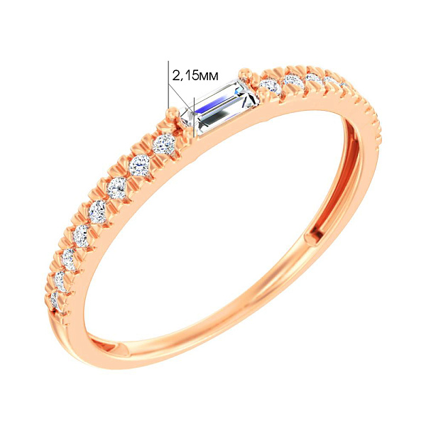 Каблучка з червоного золота з доріжкою з фіанітів (арт. 140929) – зображення 2