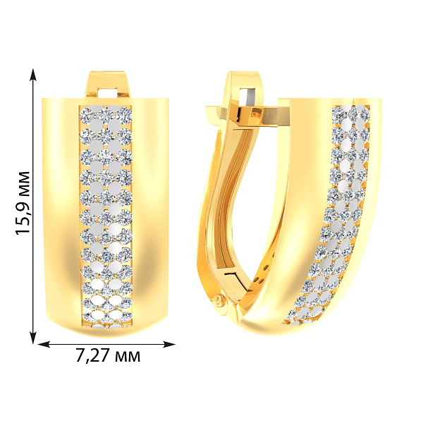 Золотые серьги с фианитами (арт. 119000ж) – изображение 2