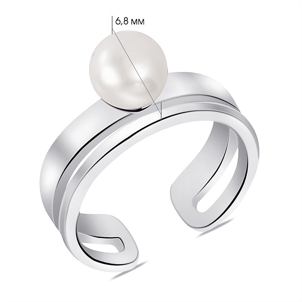 Кольцо серебряное с жемчугом (арт. 7501/К2Ж/1282-17,5) – изображение 2