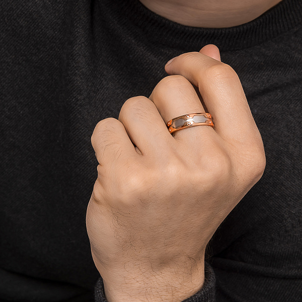 Кольцо из красного и белого золота (арт. 1401081бкм) – изображение 2