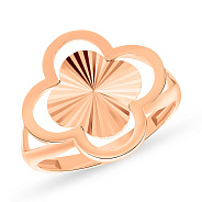 Фото Кольцо "Клевер" из красного золота с алмазной насечкой (арт. 155429/20)