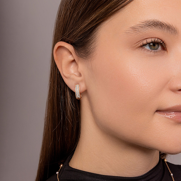 Золоті сережки з фіанітами (арт. 111039) – зображення 4