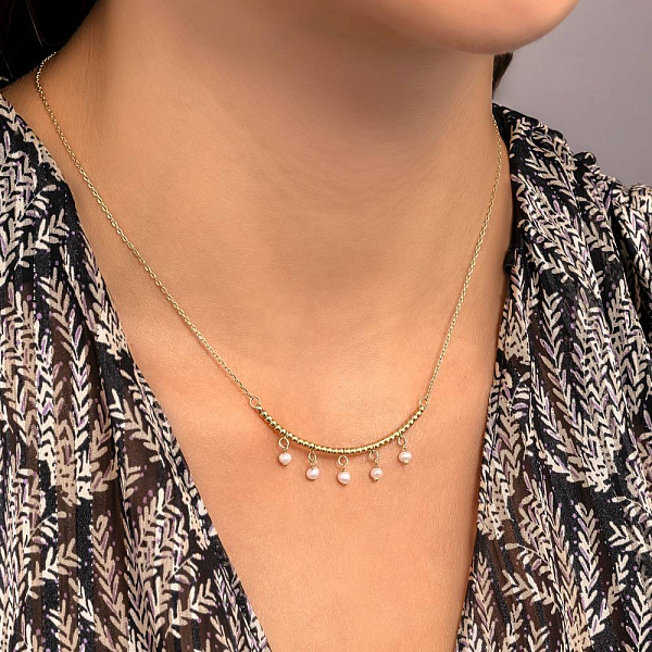 Кольє з жовтого золота з перлинами (арт. 352633жпрлб) – зображення 3