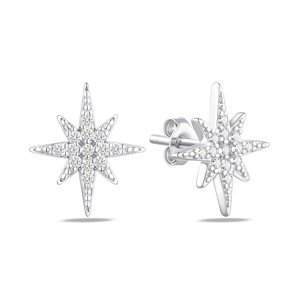 Серебряные пусеты Звезды (арт. 7518/7439) – изображение 1