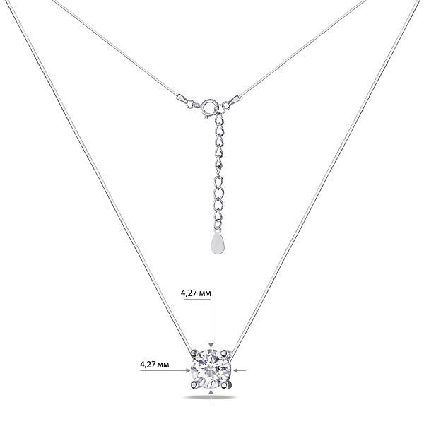 Колье невидимка из серебра с фианитом на леске (арт. 7607/887/1) – изображение 3
