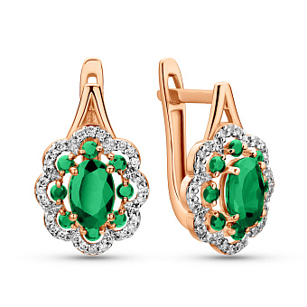Сережки з червоного золота зі смарагдом і діамантами (арт. С011088и)