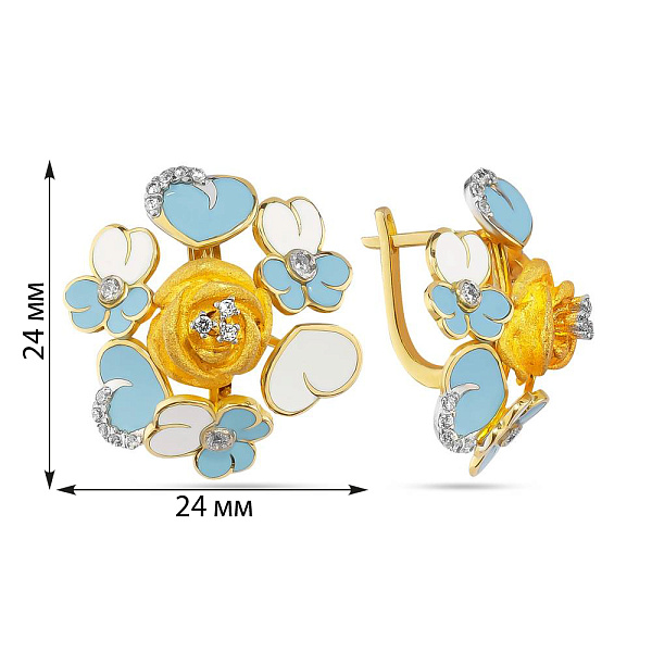 Сережки з жовтого золота з емаллю (арт. 1091835жебг) – зображення 5