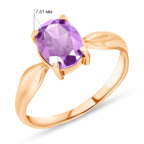 Кольцо золотое с аметистом (арт. 140355Па) – изображение 2