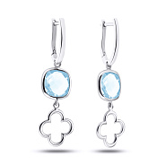 Золоті сережки з підвісками з кварцу (арт. 106464бПкг)