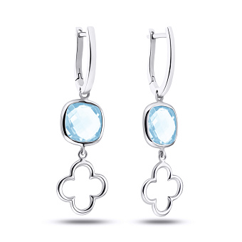 Фото Золоті сережки з підвісками з кварцу (арт. 106464бПкг)