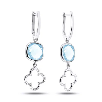 Золотые серьги с подвесками из кварца (арт. 106464бПкг)