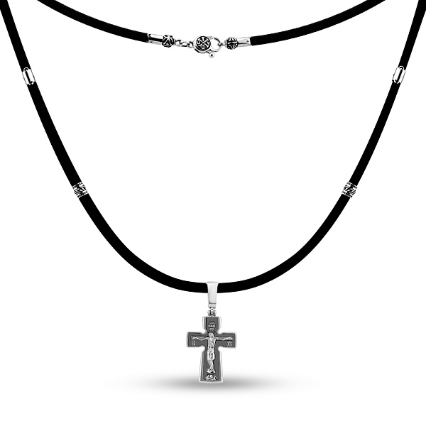 Колье на шнурке с серебряным крестиком (арт. 7307/7-3046.0.4) – изображение 2