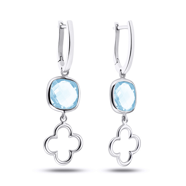 Золотые серьги с подвесками из кварца (арт. 106464бПкг) – изображение 1