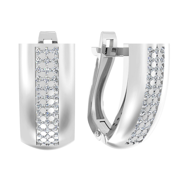 Серьги из белого золота с фианитами (арт. 119000б) – изображение 1