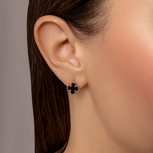 Серьги из красного золота с ониксом (арт. 110715/8о) – изображение 3