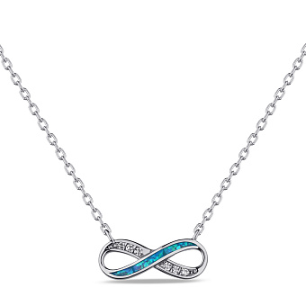 Фото Срібне кольє з опалом і фіанітами (арт. 7507/2112Пос)