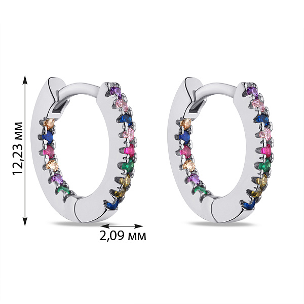 Серьги-кольца из серебра с цветными альпинитами (арт. 7502/4779/15а) – изображение 2