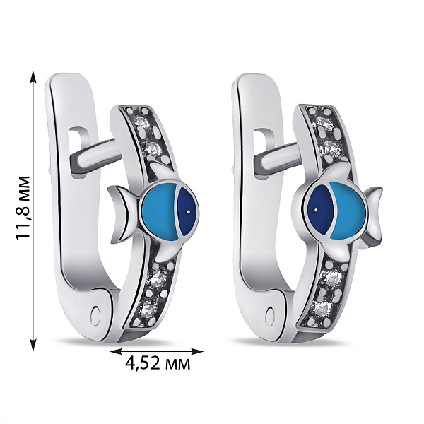 Серьги из серебра с эмалью и фианитами (арт. 7502/1074есгсю) – изображение 3