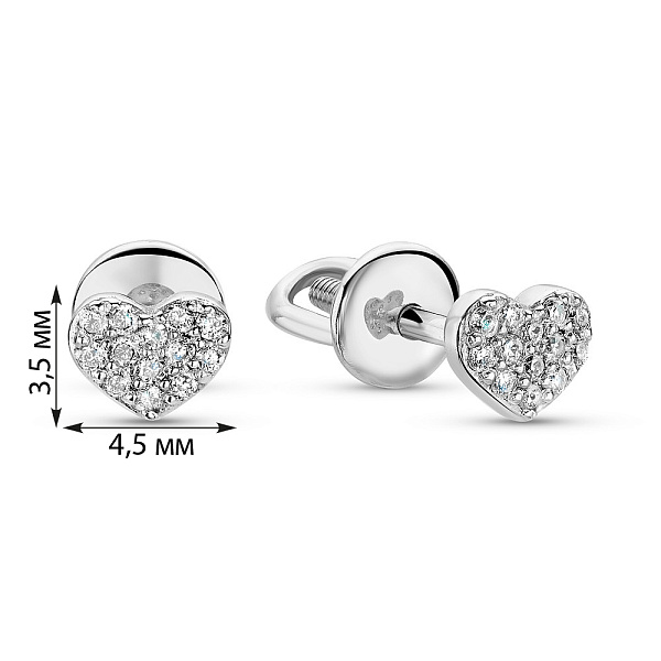 Серьги из золота Сердечки с бриллиантами  (арт. 2100530202) – изображение 3