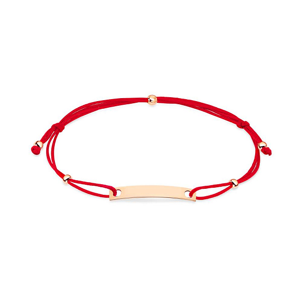 Браслет с красной шелковой нитью и золотыми вставками (арт. 340013к) – изображение 1