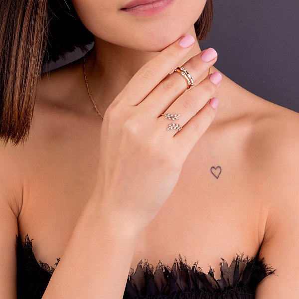 Золота каблучка з фіанітами (арт. 141258) – зображення 5