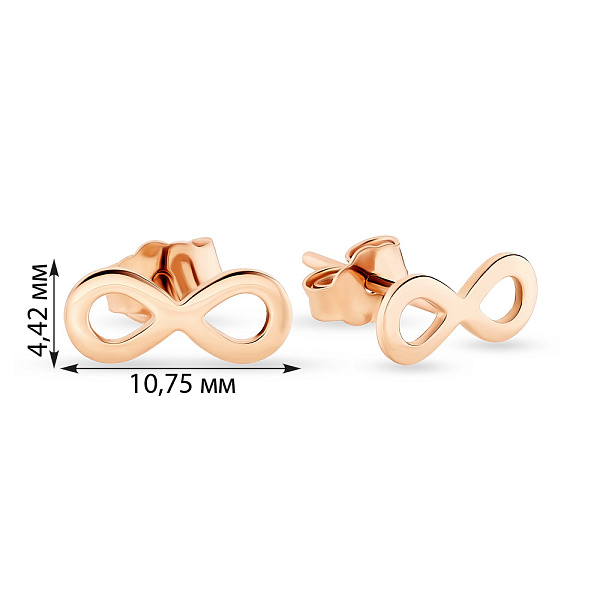 Золоті сережки-пусети «Нескінченність»  (арт. 107748) – зображення 2