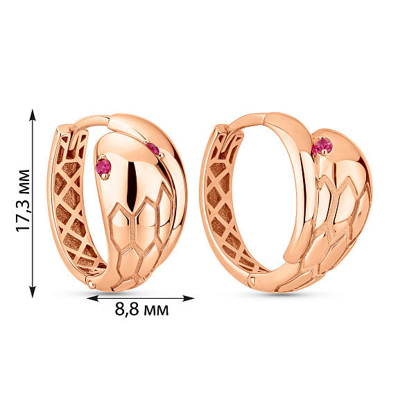 Серьги из красного золота Змея с фианитами (арт. 111450к) – изображение 4