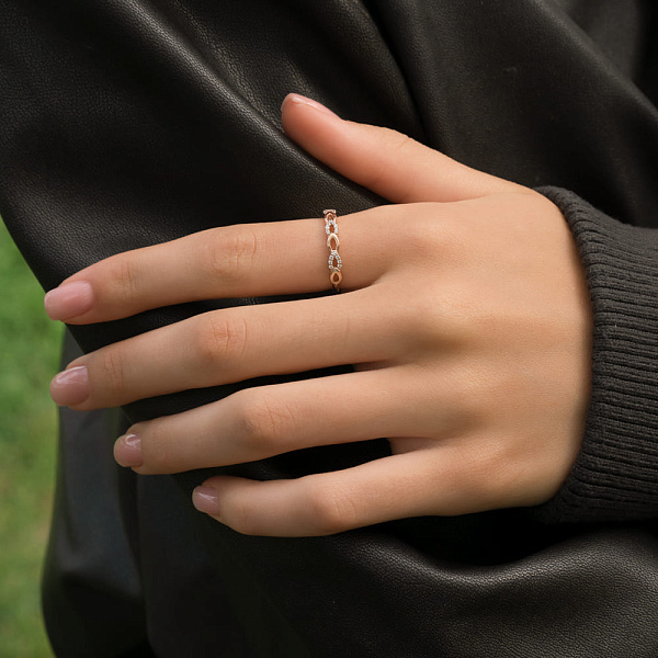 Кольцо из красного золота с фианитами (арт. 1108728101) – изображение 2