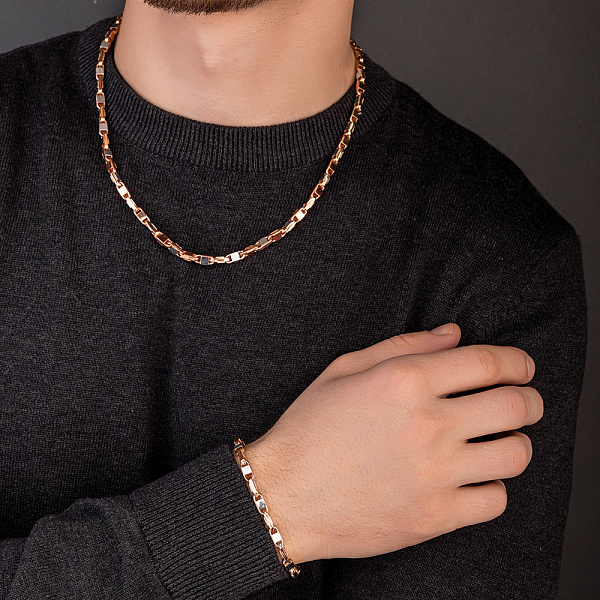 Золотая цепочка с родированием плетения Фантазийное (арт. 352469р) – изображение 3