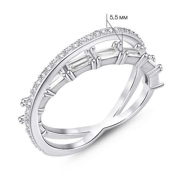 Серебряное двойное кольцо с фианитами (арт. 7501/8442) – изображение 2